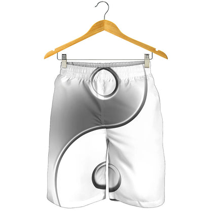 Sliver And White Yin Yang Print Men's Shorts