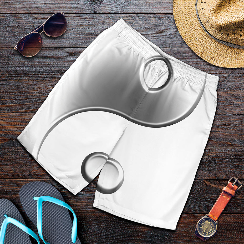 Sliver And White Yin Yang Print Men's Shorts