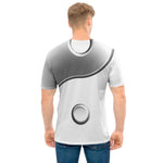 Sliver And White Yin Yang Print Men's T-Shirt