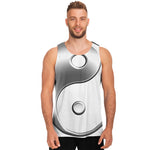 Sliver And White Yin Yang Print Men's Tank Top