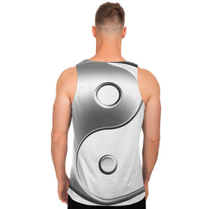 Sliver And White Yin Yang Print Men's Tank Top