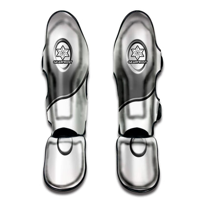 Sliver And White Yin Yang Print Muay Thai Shin Guard