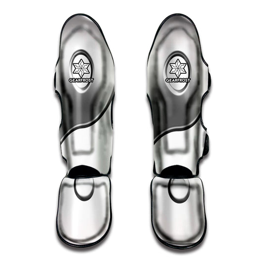 Sliver And White Yin Yang Print Muay Thai Shin Guard