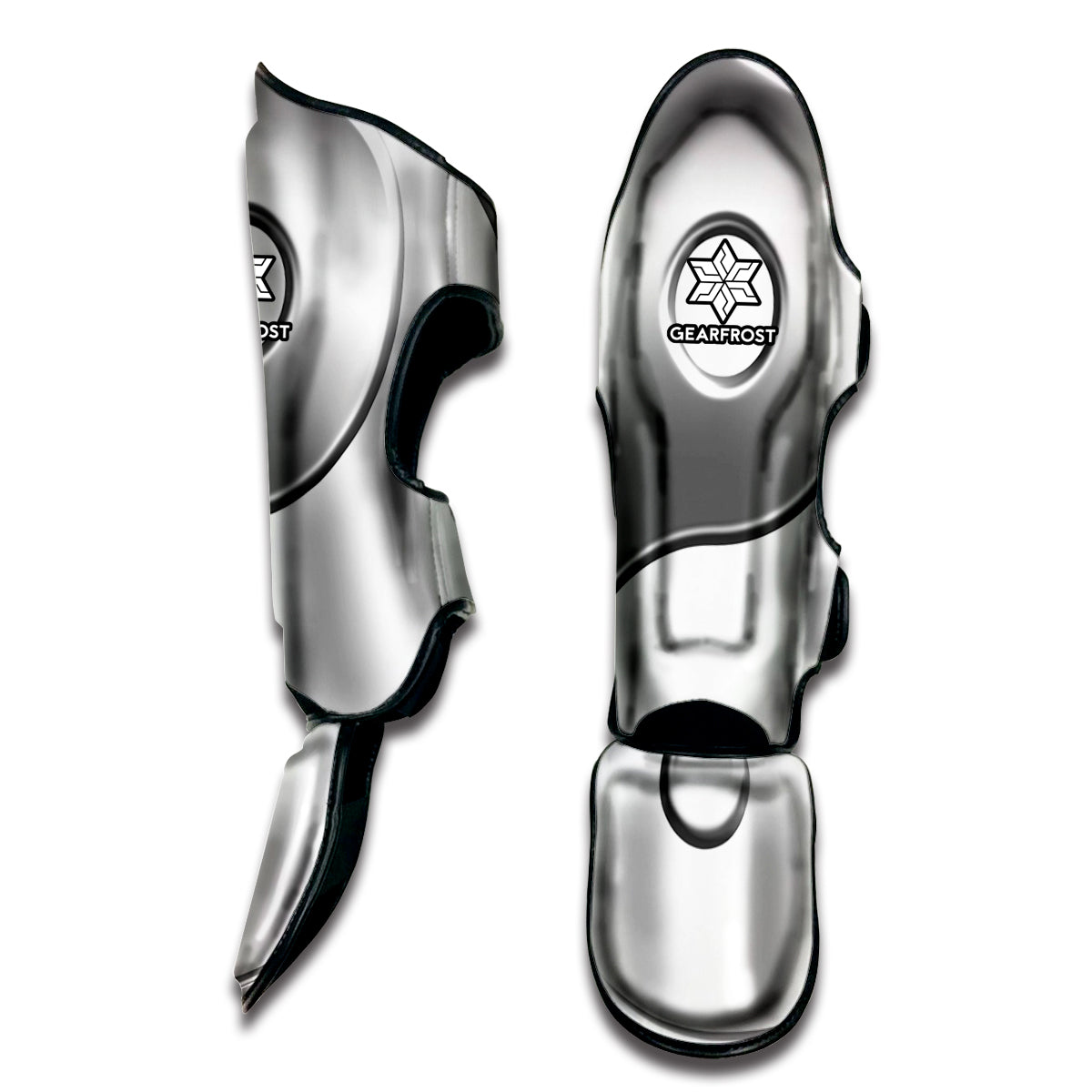 Sliver And White Yin Yang Print Muay Thai Shin Guard