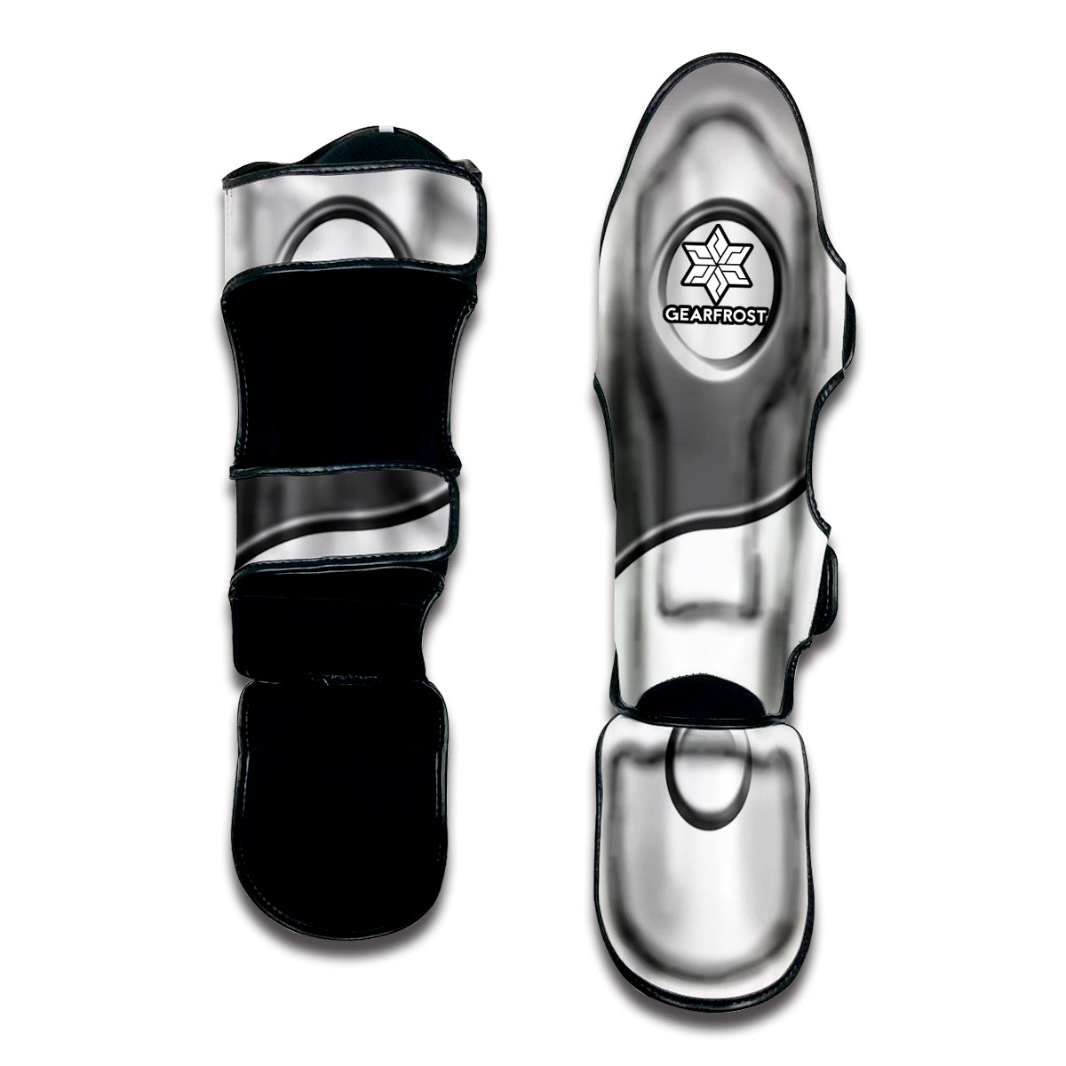 Sliver And White Yin Yang Print Muay Thai Shin Guard