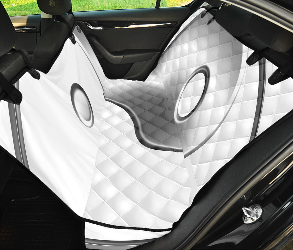Sliver And White Yin Yang Print Pet Car Back Seat Cover