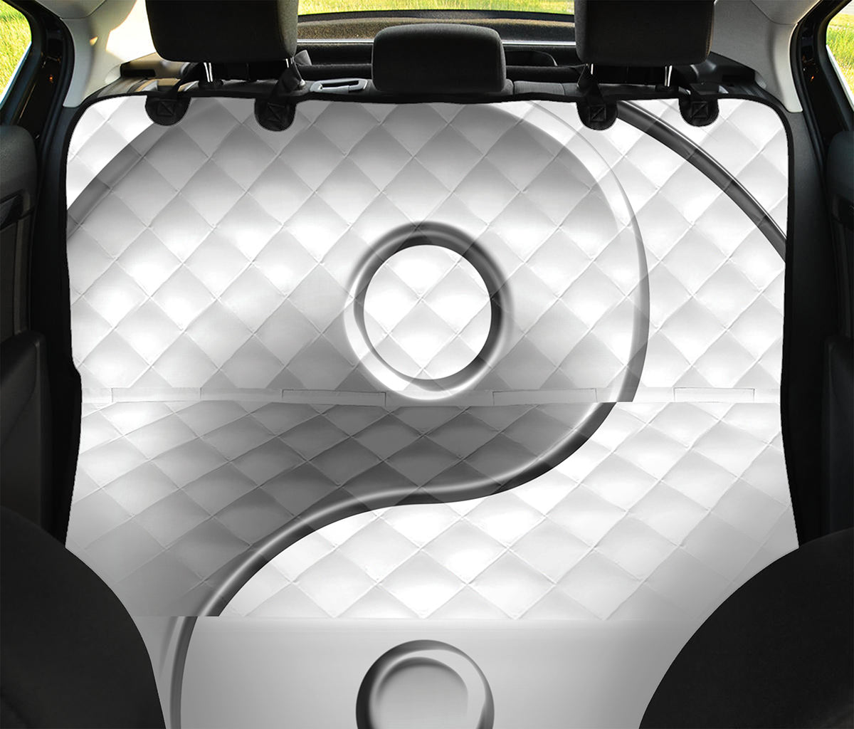 Sliver And White Yin Yang Print Pet Car Back Seat Cover