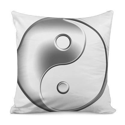 Sliver And White Yin Yang Print Pillow Cover