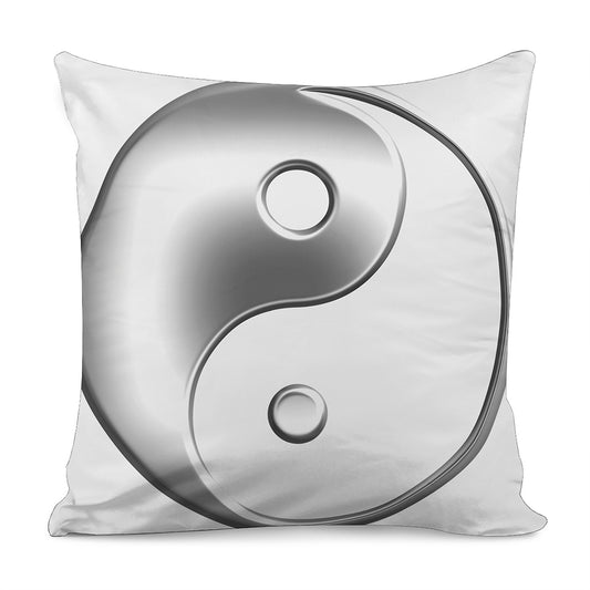 Sliver And White Yin Yang Print Pillow Cover