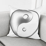 Sliver And White Yin Yang Print Pillow Cover