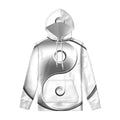 Sliver And White Yin Yang Print Pullover Hoodie