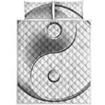 Sliver And White Yin Yang Print Quilt Bed Set