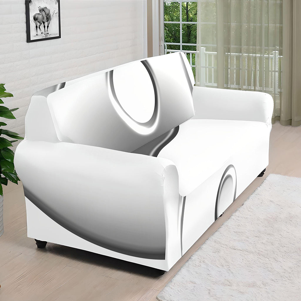 Sliver And White Yin Yang Print Sofa Cover