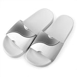 Sliver And White Yin Yang Print White Slide Sandals
