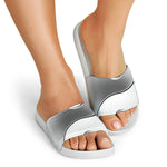 Sliver And White Yin Yang Print White Slide Sandals