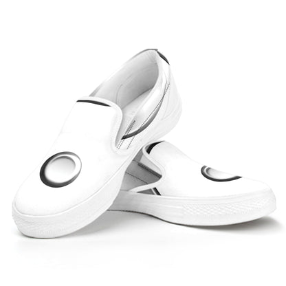 Sliver And White Yin Yang Print White Slip On Shoes
