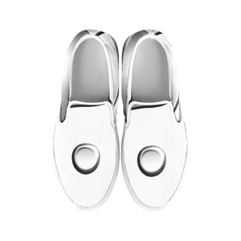Sliver And White Yin Yang Print White Slip On Shoes