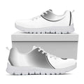 Sliver And White Yin Yang Print White Running Shoes