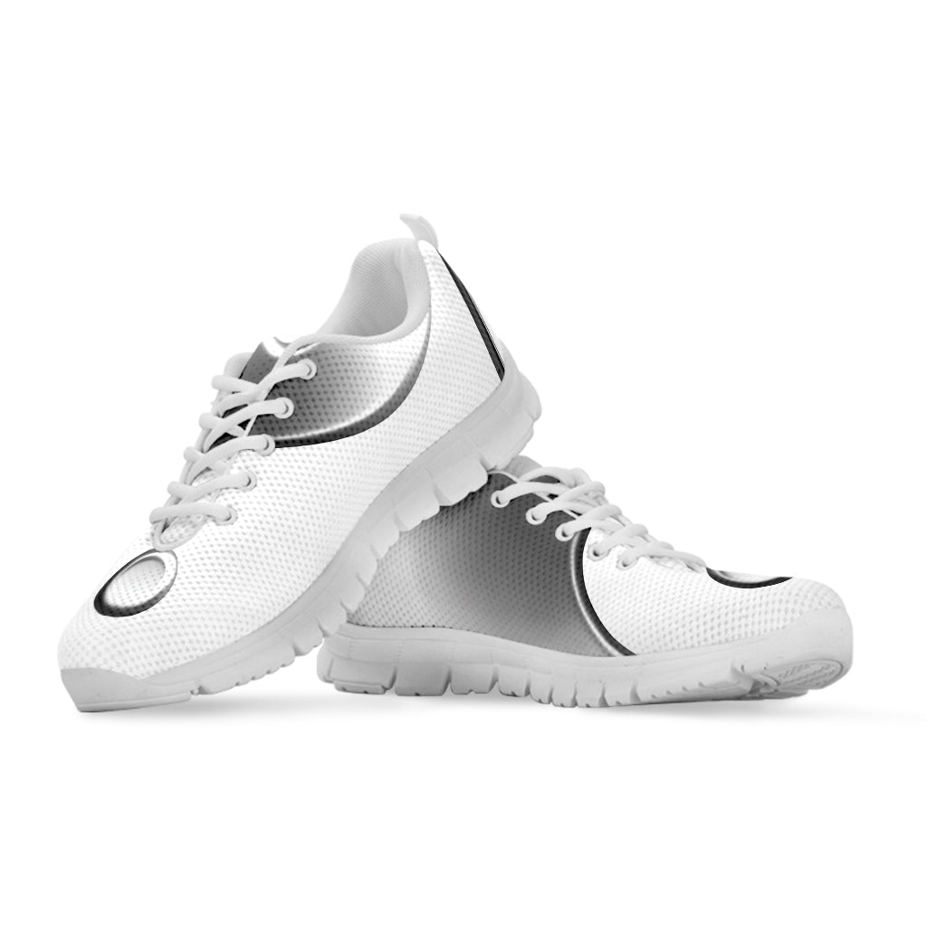 Sliver And White Yin Yang Print White Sneakers
