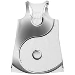 Sliver And White Yin Yang Print Women's Racerback Tank Top