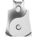 Sliver And White Yin Yang Print Women's Racerback Tank Top