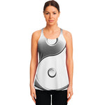 Sliver And White Yin Yang Print Women's Racerback Tank Top