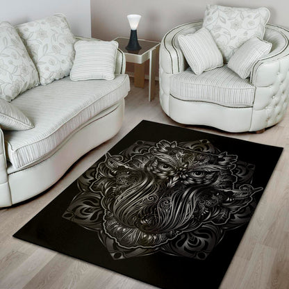 Sliver Spiritual Owl Print Area Rug