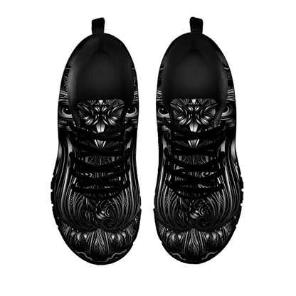 Sliver Spiritual Owl Print Black Sneakers