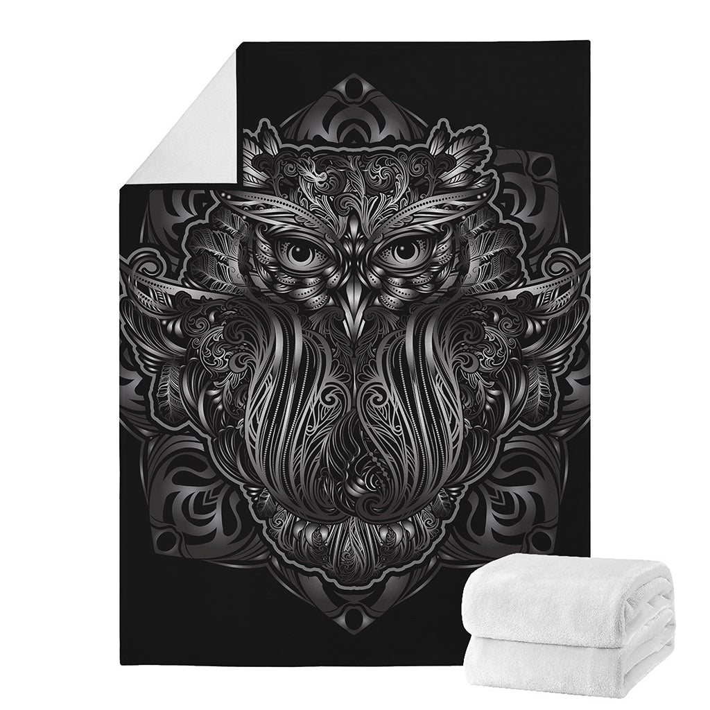 Sliver Spiritual Owl Print Blanket