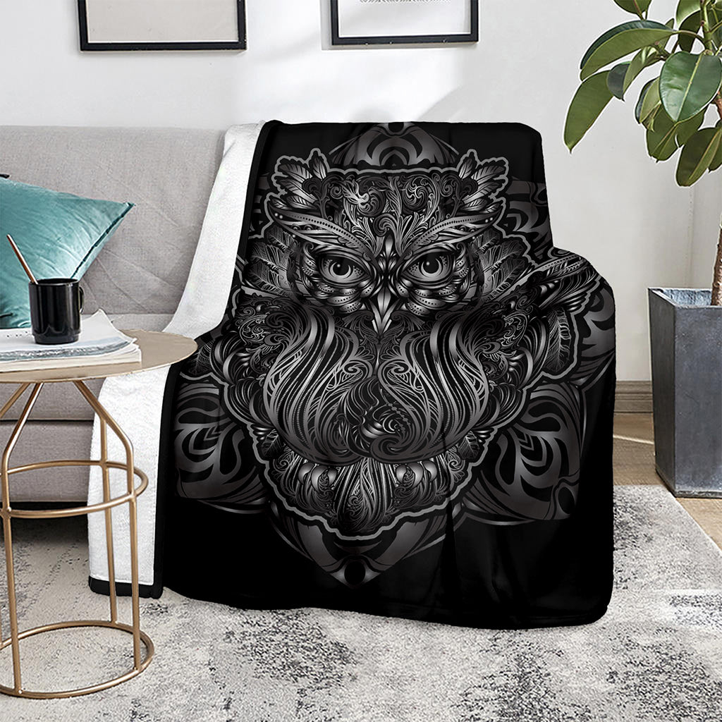 Sliver Spiritual Owl Print Blanket