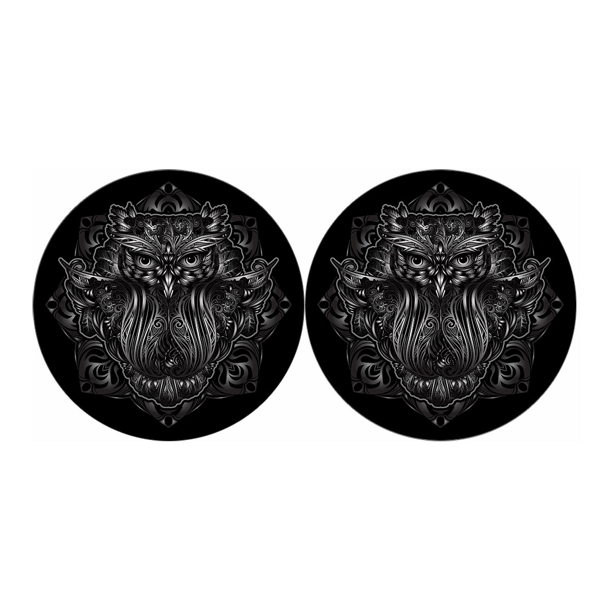Sliver Spiritual Owl Print Car Coasters