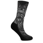 Sliver Spiritual Owl Print Crew Socks