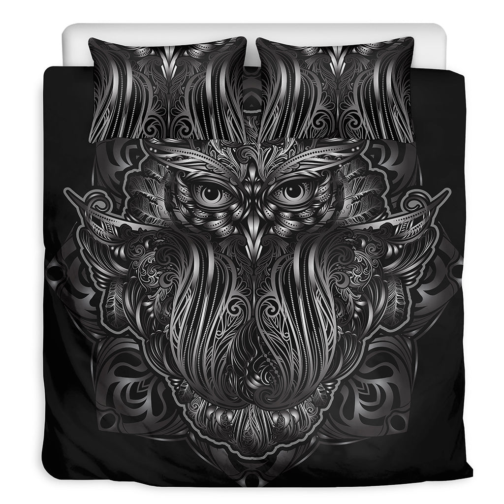 Sliver Spiritual Owl Print Duvet Cover Bedding Set