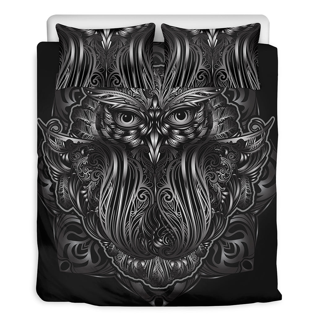 Sliver Spiritual Owl Print Duvet Cover Bedding Set