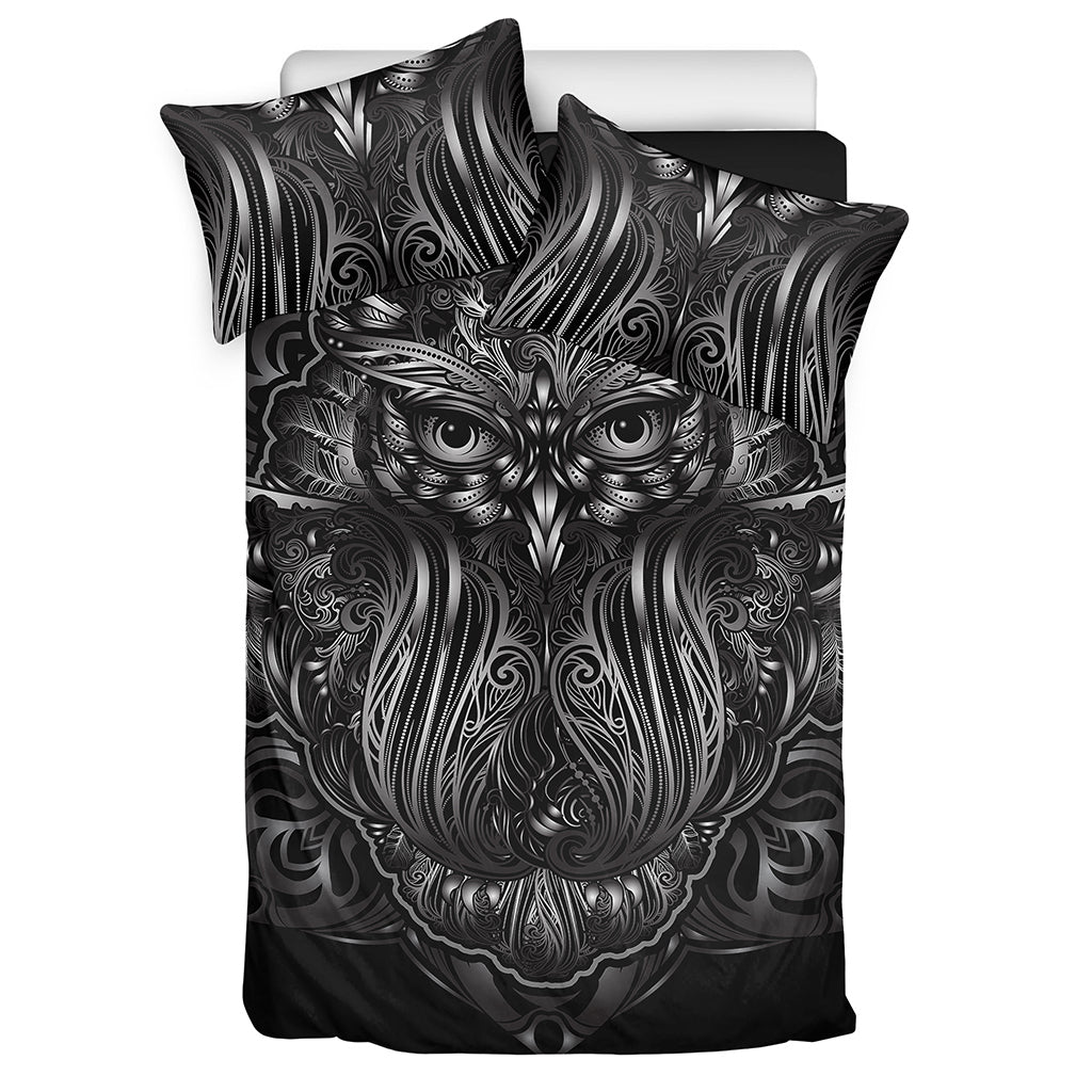 Sliver Spiritual Owl Print Duvet Cover Bedding Set