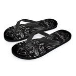 Sliver Spiritual Owl Print Flip Flops