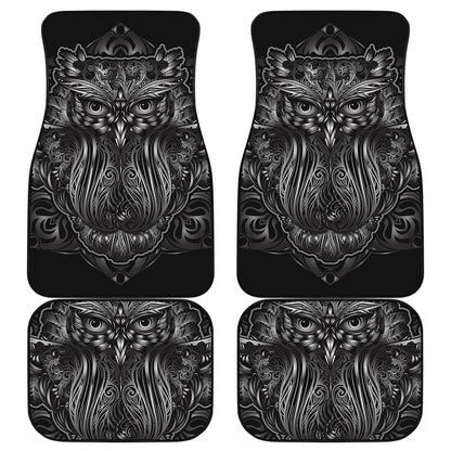 Sliver Spiritual Owl Print Front and Back Car Floor Mats