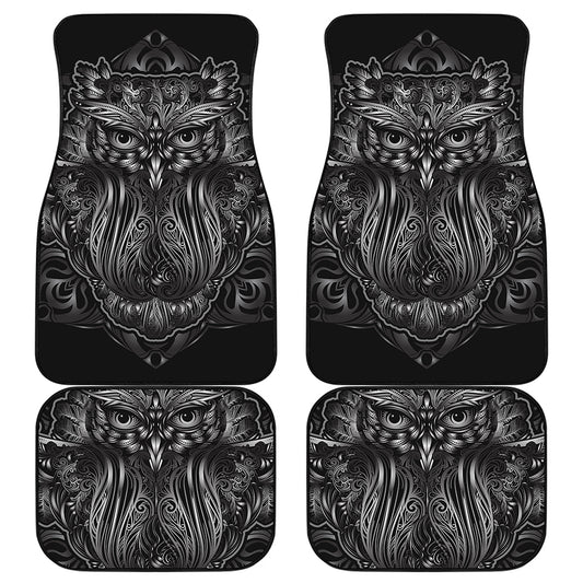 Sliver Spiritual Owl Print Front and Back Car Floor Mats