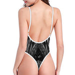 Sliver Spiritual Owl Print High Cut One Piece Swimsuit