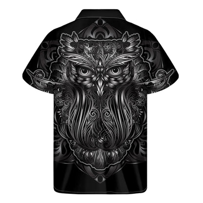 Sliver Spiritual Owl Print Men's Short Sleeve Shirt
