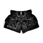 Sliver Spiritual Owl Print Muay Thai Boxing Shorts