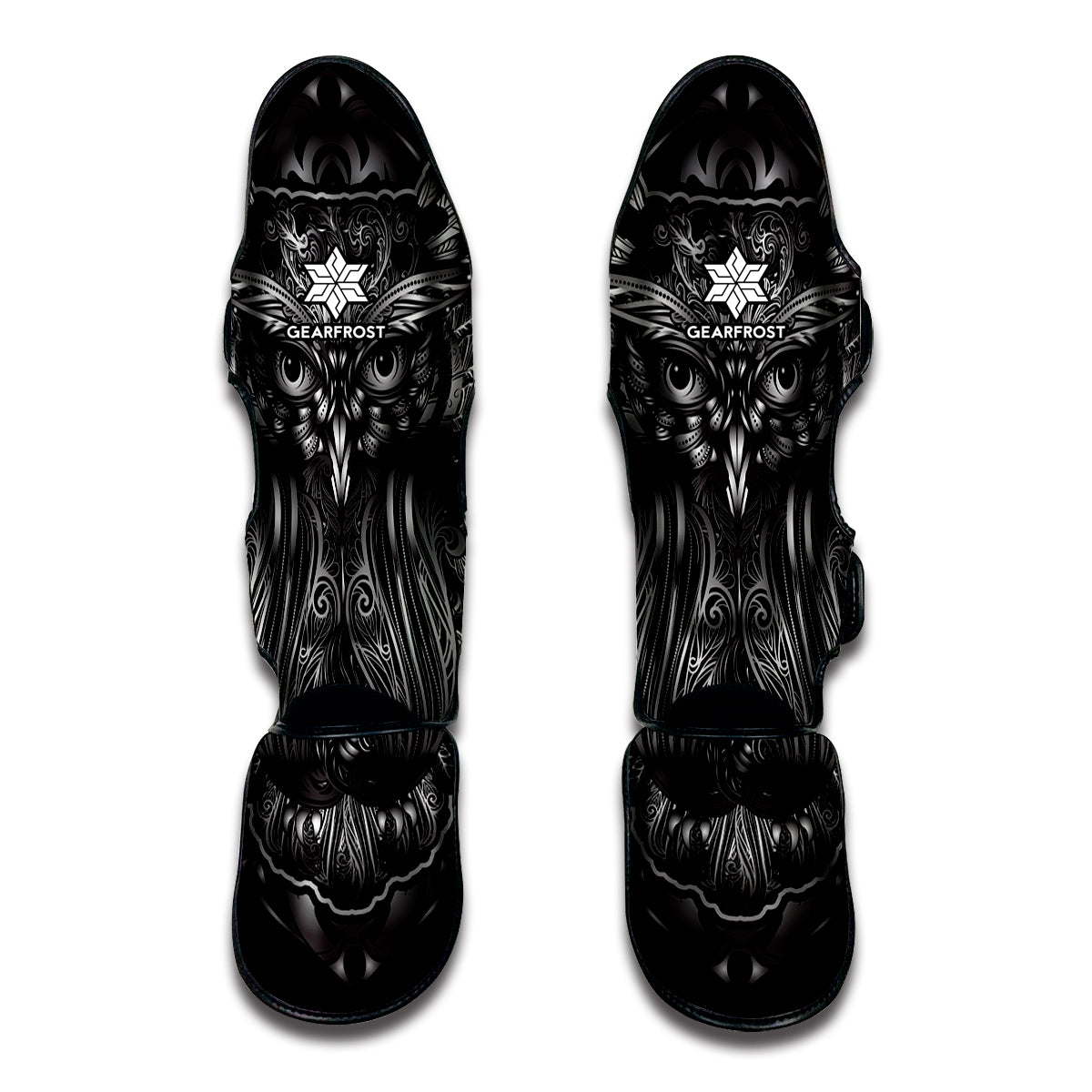 Sliver Spiritual Owl Print Muay Thai Shin Guard