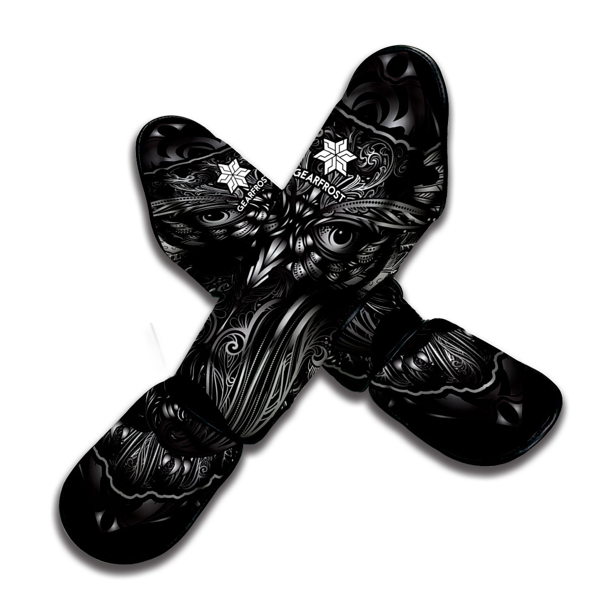 Sliver Spiritual Owl Print Muay Thai Shin Guard