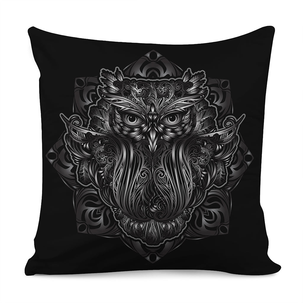 Sliver Spiritual Owl Print Pillow Cover