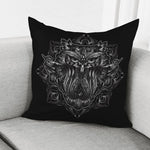 Sliver Spiritual Owl Print Pillow Cover