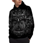 Sliver Spiritual Owl Print Pullover Hoodie