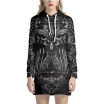 Sliver Spiritual Owl Print Pullover Hoodie Dress