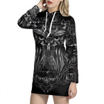 Sliver Spiritual Owl Print Pullover Hoodie Dress