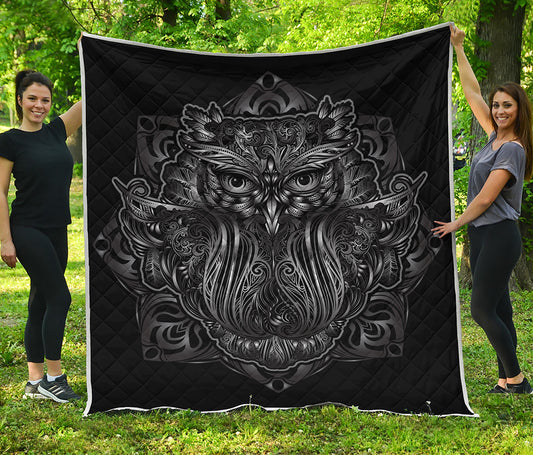 Sliver Spiritual Owl Print Quilt