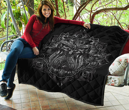 Sliver Spiritual Owl Print Quilt